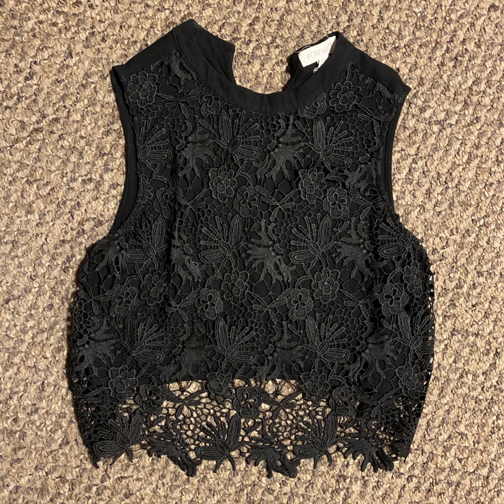 Black Lace Crop Top